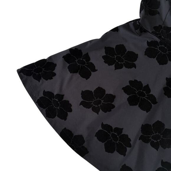 Lands’ End Floral Velvet Fit & Flare Dress XL Goth Preppy Old Money Holiday Blck - Picture 3 of 7